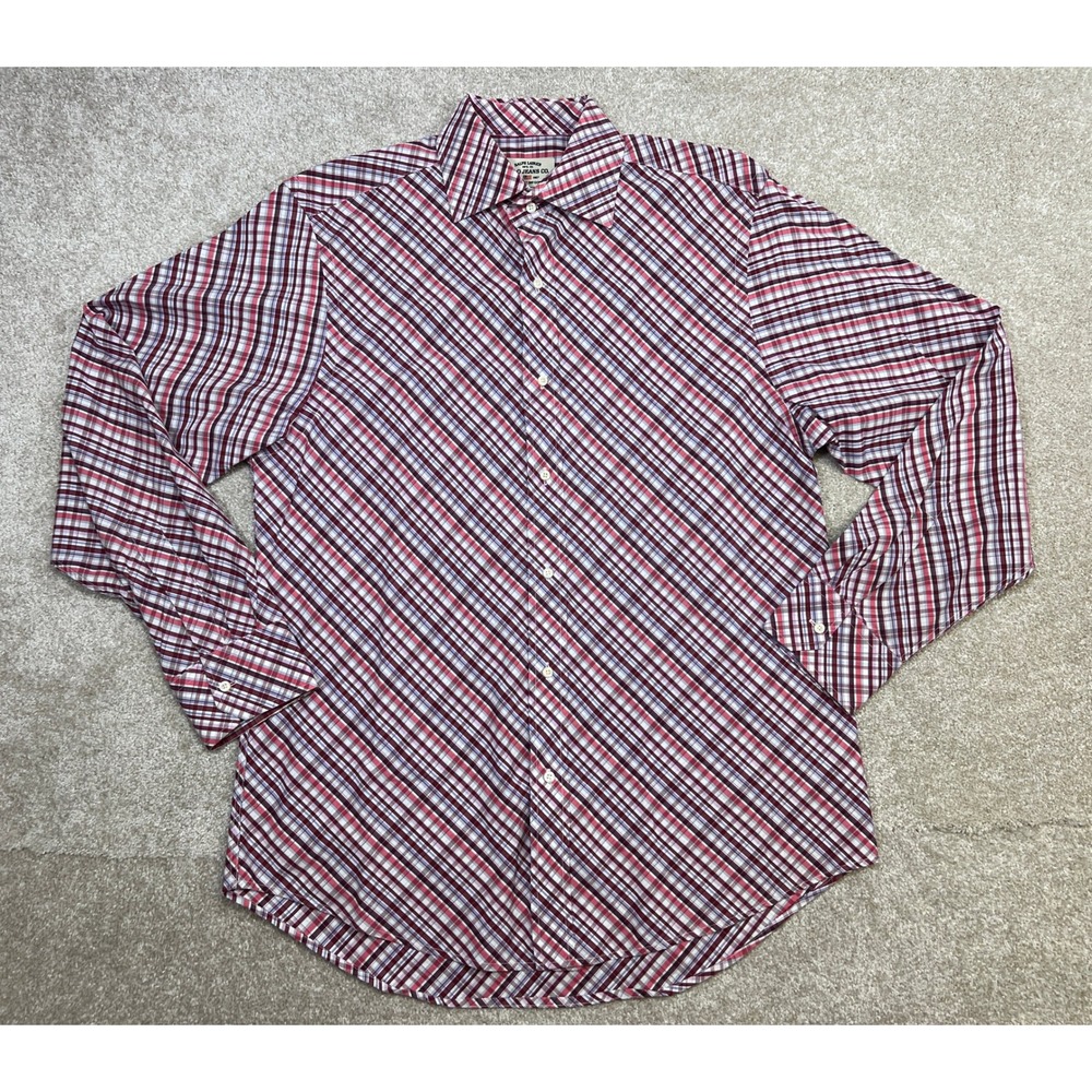 Ralph Lauren‎ Polo Jeans Co. Men L Red White Plaid Button Down Shirt Long Sleeve